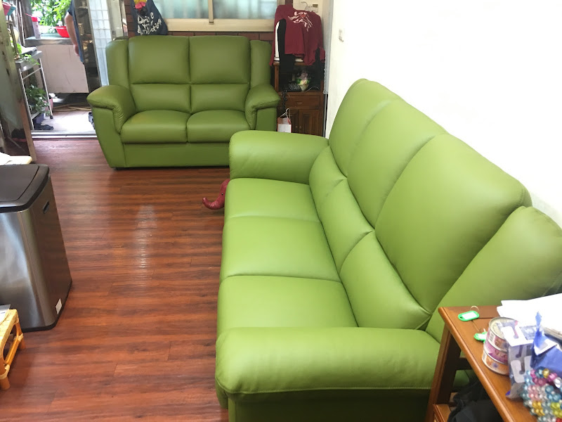 客戶實拍 - 綠色皮革沙發